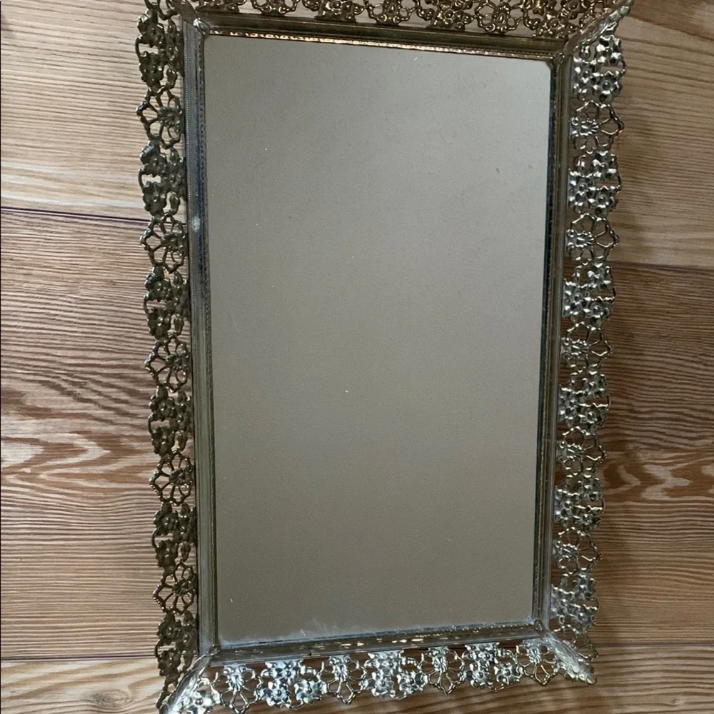 Vintage Gold Mirror vanity tray Mirror.